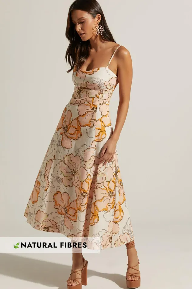 Amalie The Label 8211 Carietta Linen Blend Strappy Sweetheart Cut Out A Line Midi Dress In Maison Fleur Women Showpo Curve Clothes Amalie The Label 8211 Carietta Linen Blend Strappy Sweetheart Cut Out A Line Midi Dress In Maison Fleur Women Showpo Curve Clothes