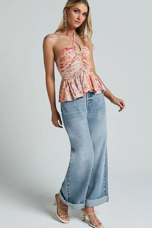 Amalie The Label 8211 Herrera Mid Rise Wide Leg Denim Jeans In Mid Blue Wash Women Showpo Jeans