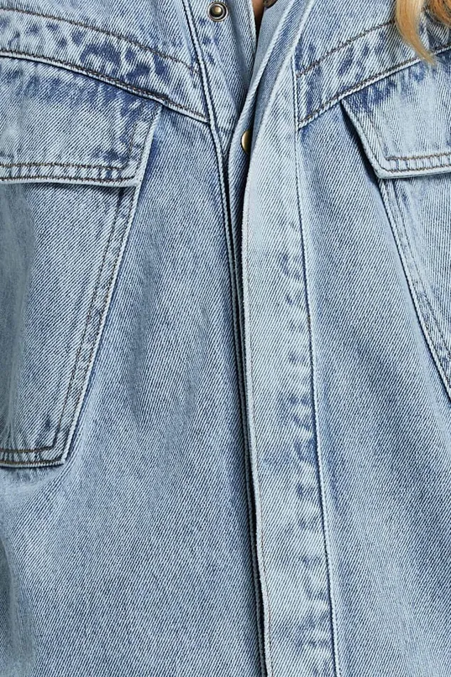 Amalie The Label 8211 Herrera Recycled Cotton Denim Dress In Mid Blue Wash Women Showpo Conscious