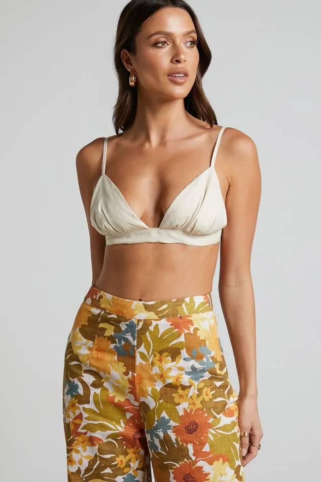 Amalie The Label 8211 Johayna Linen Tie Back Bralette In Oat Women Showpo Curve Clothes