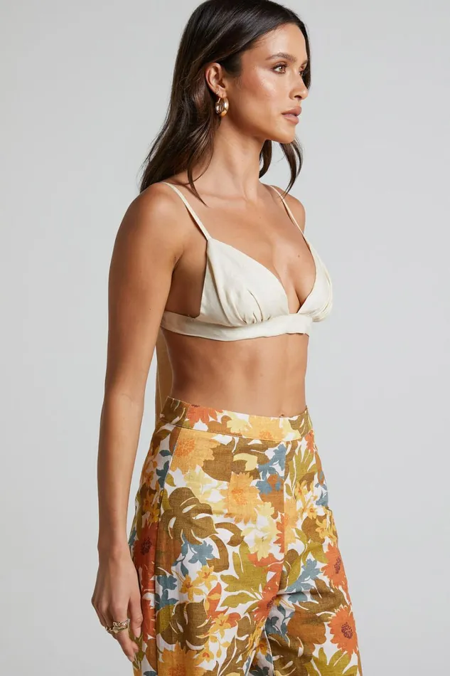 Amalie The Label 8211 Johayna Linen Tie Back Bralette In Oat Women Showpo Curve Clothes