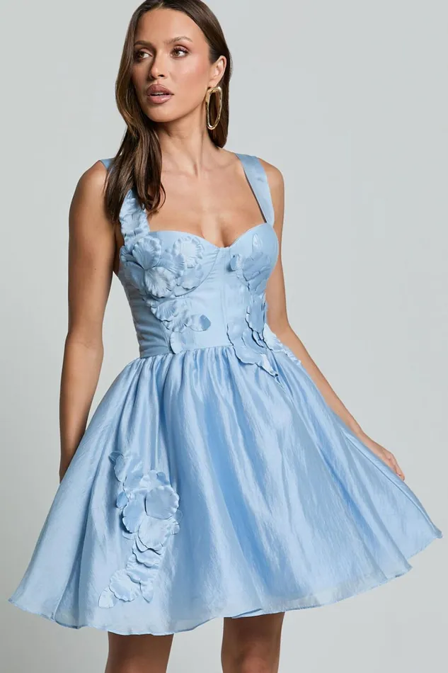 Amalie The Label 8211 Lilou Flower Detail Corset Mini Dress In Light Blue Women Showpo Dresses