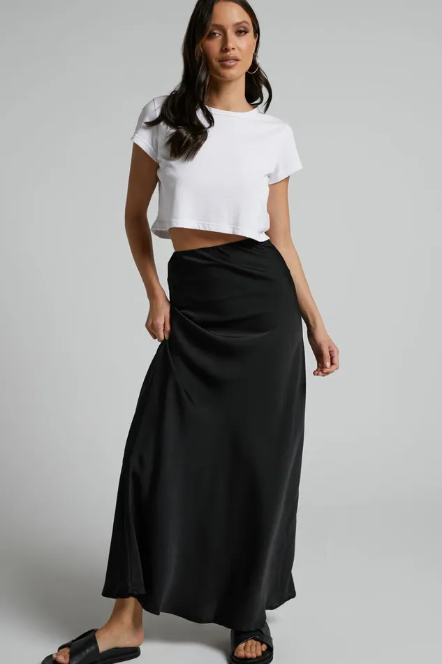 Amari Maxi Skirt 8211 High Waisted Bias Cut Skirt In Black Women Showpo Skirts