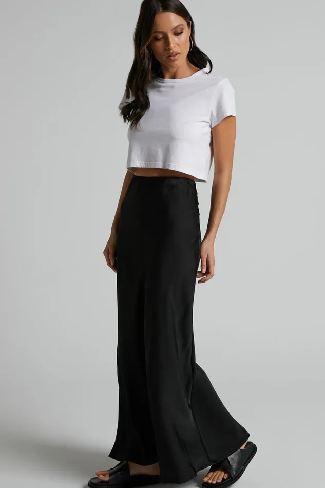 Amari Maxi Skirt 8211 High Waisted Bias Cut Skirt In Black Women Showpo Skirts