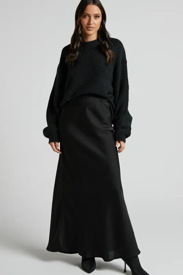 Amari Maxi Skirt 8211 High Waisted Bias Cut Skirt In Black Women Showpo Skirts