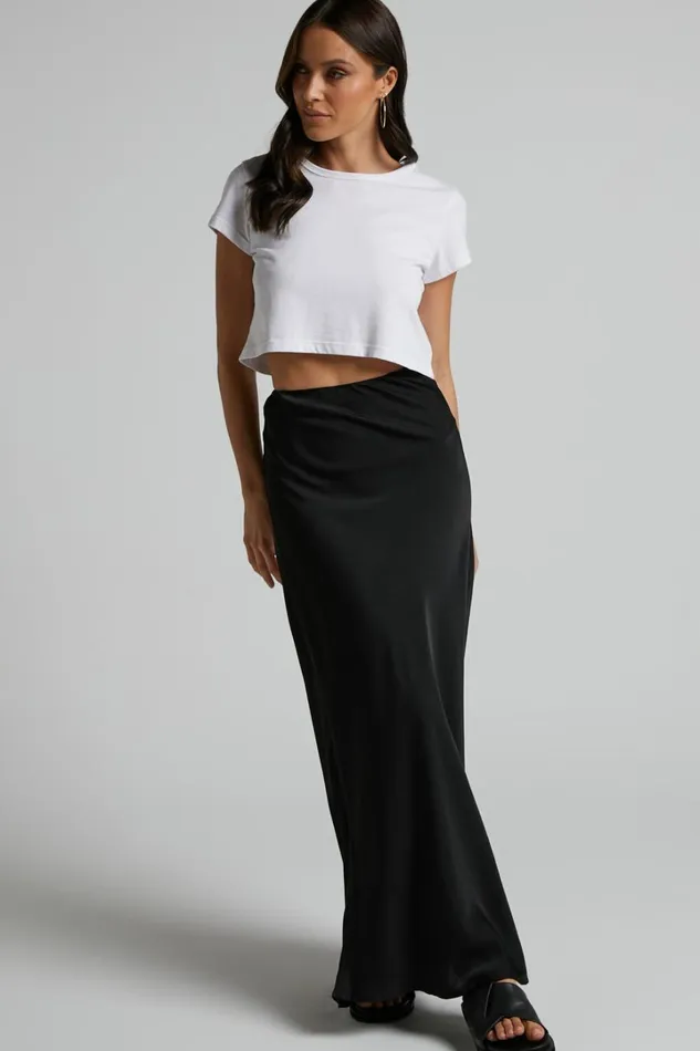 Amari Maxi Skirt 8211 High Waisted Bias Cut Skirt In Black Women Showpo Skirts