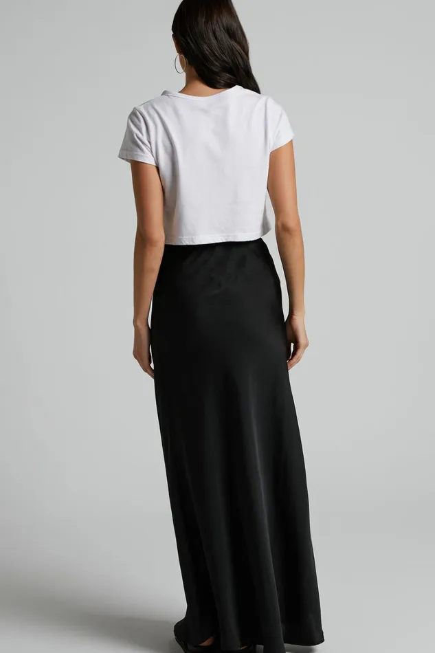Amari Maxi Skirt 8211 High Waisted Bias Cut Skirt In Black Women Showpo Skirts