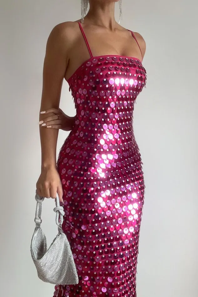 Amarie Midi Dress 8211 Circle Sequin Dress In Pink Women Showpo Dresses
