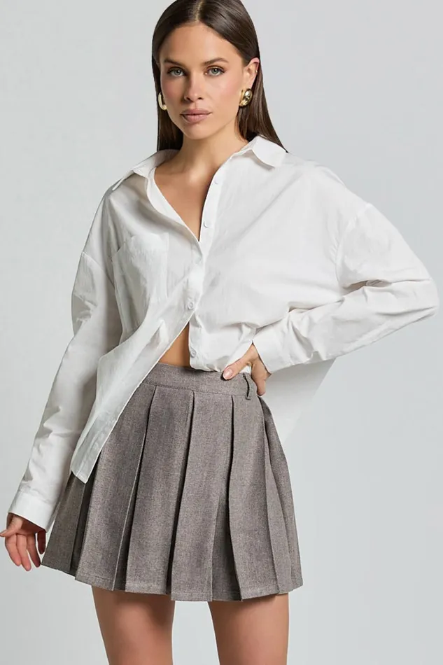 Andie Mini Skirt 8211 Tailored Pleated Mini Skirt In Grey Women Showpo Skirts