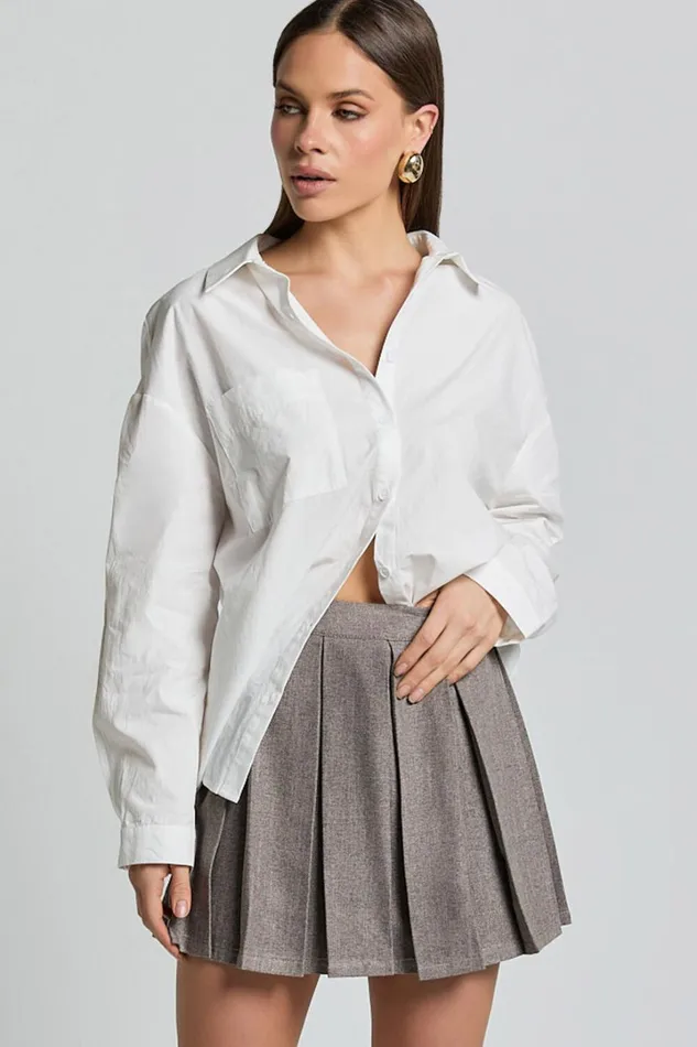 Andie Mini Skirt 8211 Tailored Pleated Mini Skirt In Grey Women Showpo Skirts