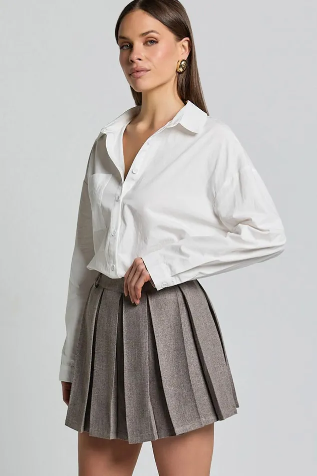Andie Mini Skirt 8211 Tailored Pleated Mini Skirt In Grey Women Showpo Skirts