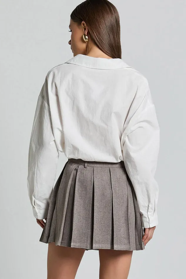 Andie Mini Skirt 8211 Tailored Pleated Mini Skirt In Grey Women Showpo Skirts