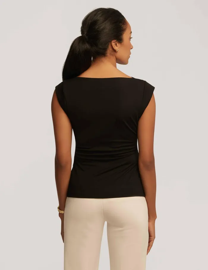 Anne Klein Cap Sleeve Cowl Neck Top Anne Black Women Clothing