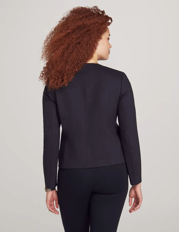 Anne Klein Compression Collarless Military Jacket Anne Black Women Clothing