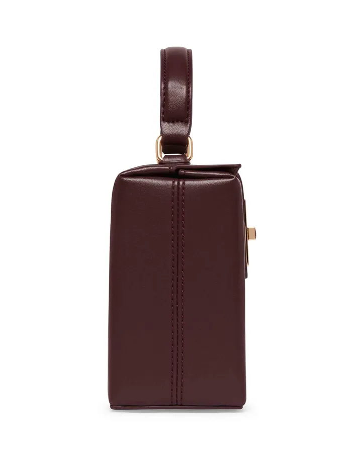 Anne Klein Convertible Box Bag With AK Enamel Turn Lock Cranberry Women Handbags