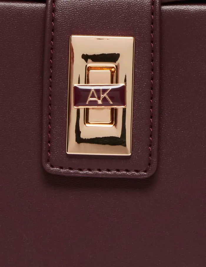 Anne Klein Convertible Box Bag With AK Enamel Turn Lock Cranberry Women Handbags