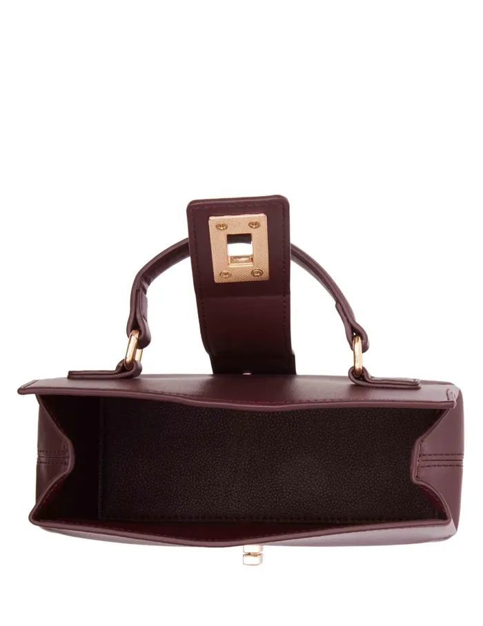 Anne Klein Convertible Box Bag With AK Enamel Turn Lock Cranberry Women Handbags