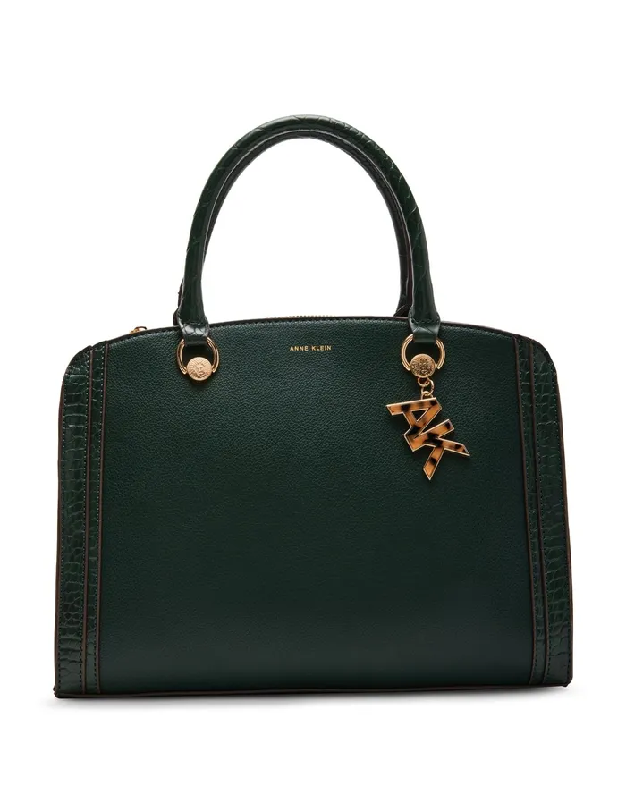 Anne Klein Croco Trimmed Satchel Evergreen Women Handbags