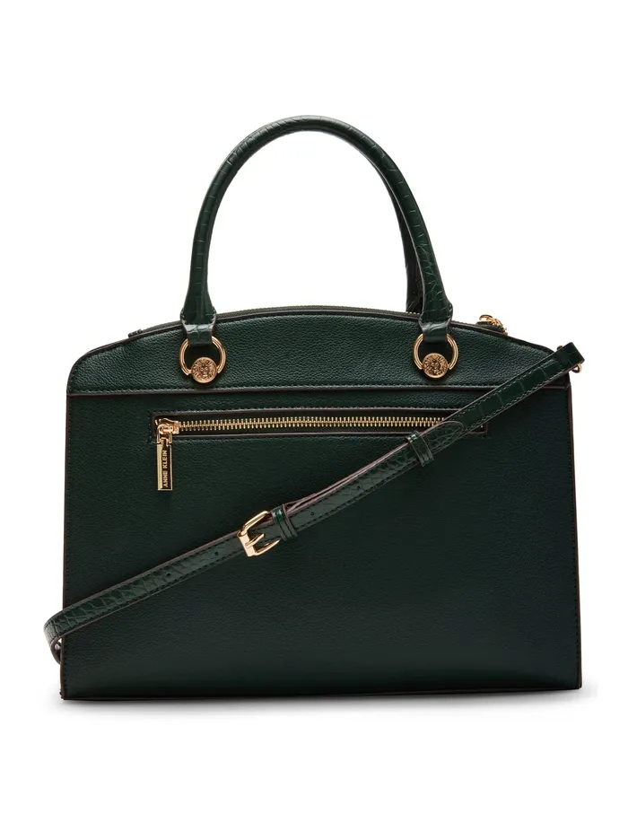 Anne Klein Croco Trimmed Satchel Evergreen Women Handbags