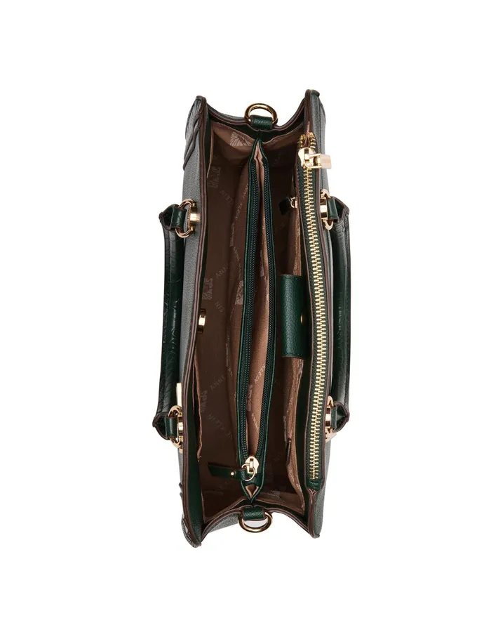 Anne Klein Croco Trimmed Satchel Evergreen Women Handbags