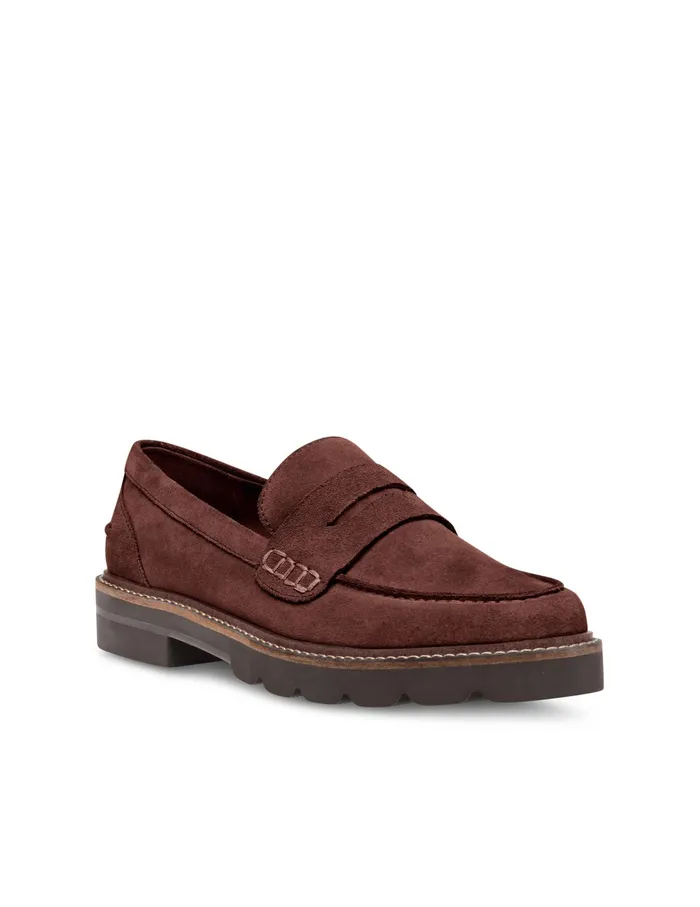 Anne Klein Emmylou Suede Loafer Dark Brown Women Shoes