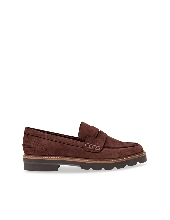 Anne Klein Emmylou Suede Loafer Dark Brown Women Shoes