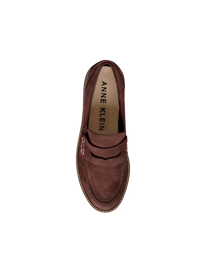 Anne Klein Emmylou Suede Loafer Dark Brown Women Shoes