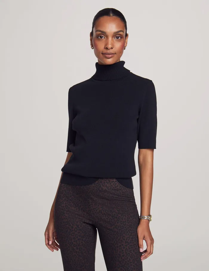 Anne Klein Half Sleeve Turtleneck Anne Black Women Clothing