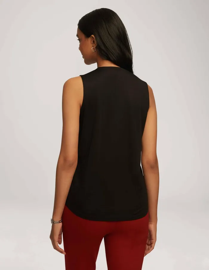 Anne Klein Harmony Knit Pleat Neck Shell Anne Black Women Clothing