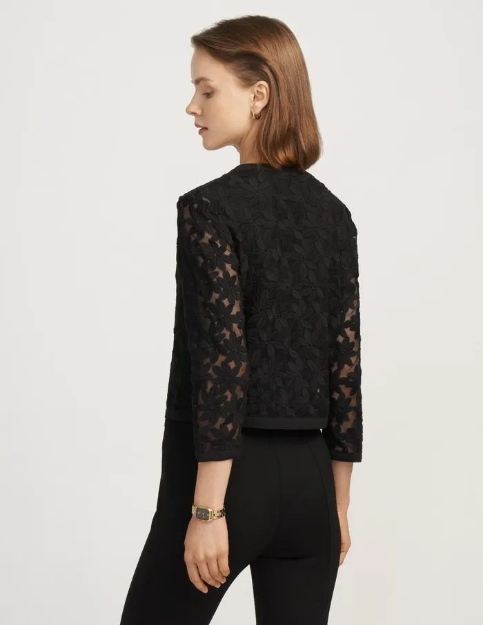 Anne Klein Lace Cardigan Jacket Anne Black Women Clothing