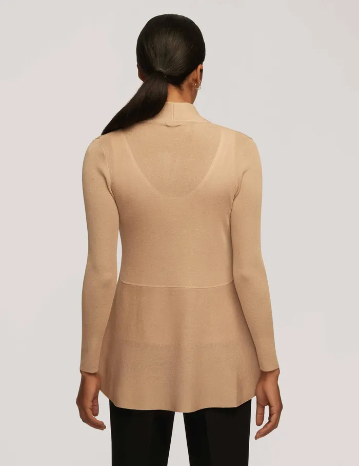 Anne Klein Long Cardigan With Waist Seam Latte Women Clothing