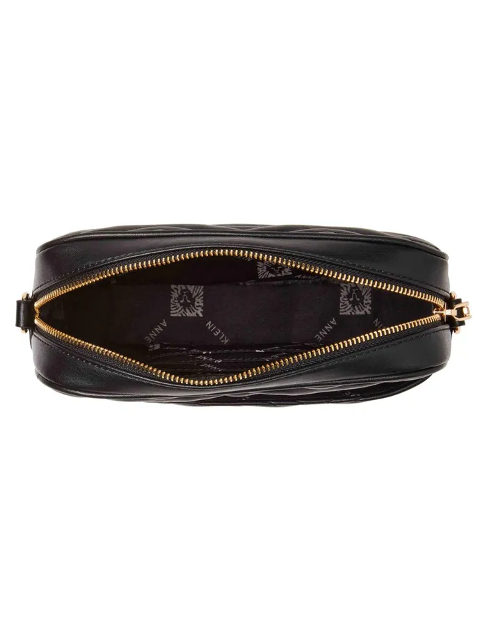 Anne Klein Mixed Media Camera Crossbody With 2 Detachable Pouches Black Women Handbags