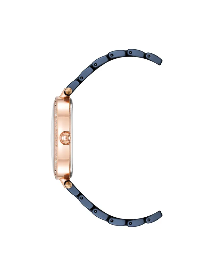 Anne Klein Oval Crystal Accented Ceramic Bracelet Watch Navy Women Watches 038 Jewelry