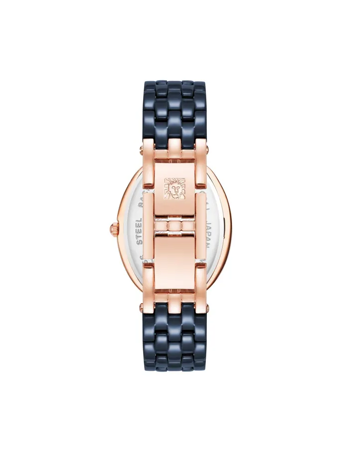Anne Klein Oval Crystal Accented Ceramic Bracelet Watch Navy Women Watches 038 Jewelry