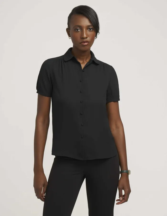 Anne Klein Peter Pan Collar Blouse Anne Black Women Clothing