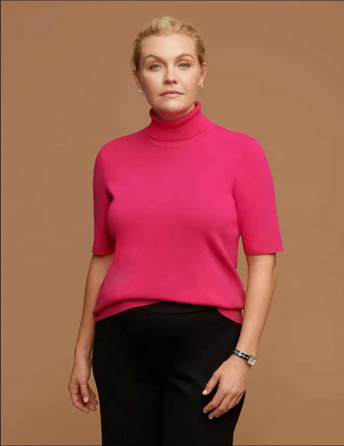 Anne Klein Plus Size Half Sleeve Turtle Neck Amaranth Women Clothing