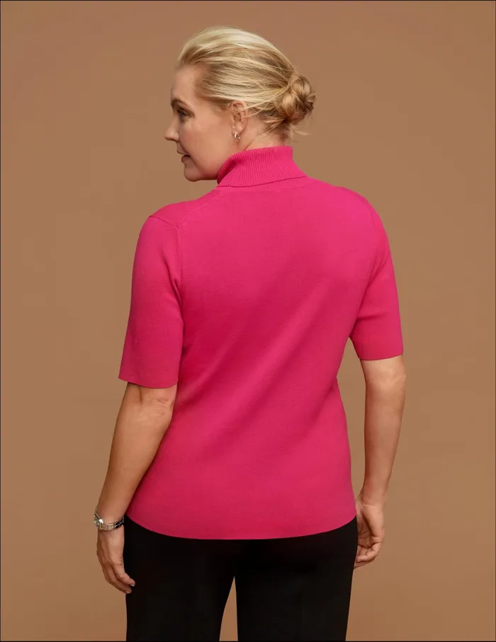 Anne Klein Plus Size Half Sleeve Turtle Neck Amaranth Women Clothing