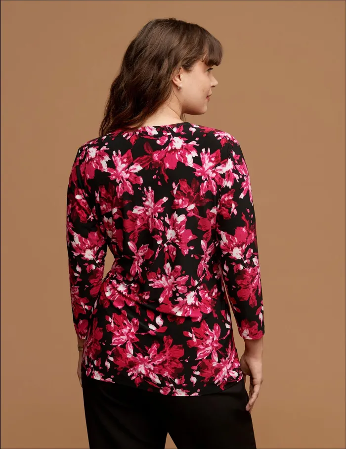 Anne Klein Plus Size Printed Wrap Top Anne Black Women Clothing