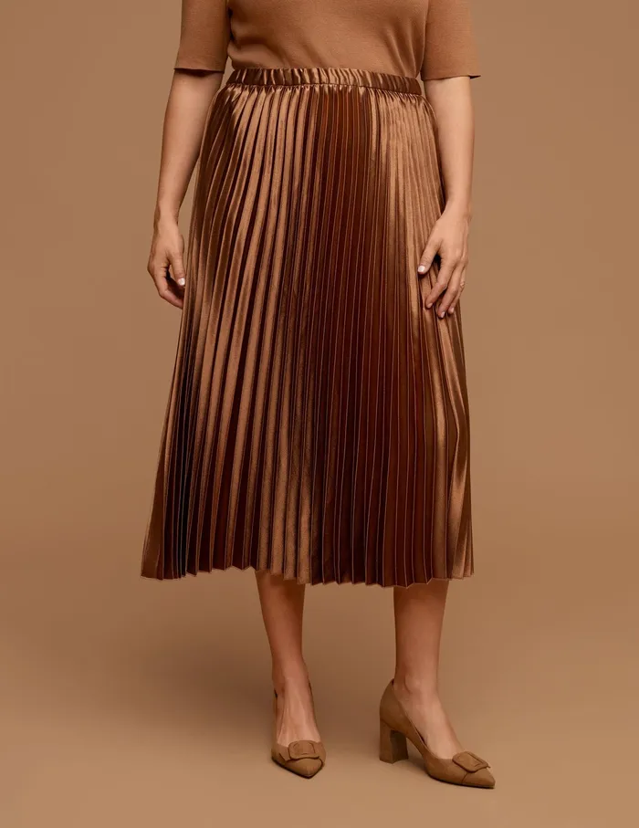 Anne Klein Plus Size Pull On Pleated Skirt Vicuna Women Clothing