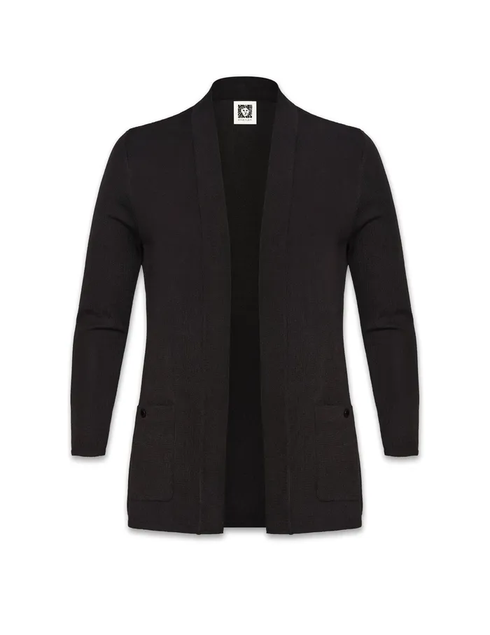 Anne Klein Plus Size Two Pocket Malibu Cardigan Anne Black Women Clothing