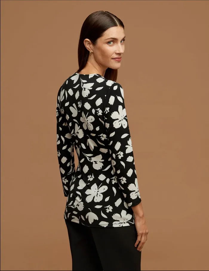Anne Klein Printed Faux Wrap Top Anne Black Women Clothing