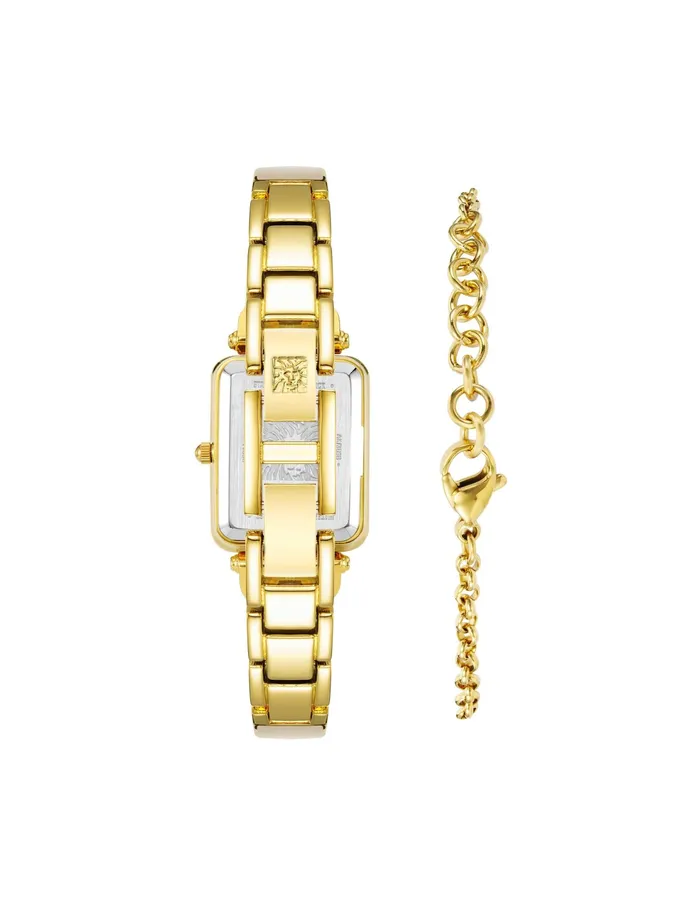 Anne Klein Rectangular Case Watch And Bracelet Set Tan Women Watches 038 Jewelry
