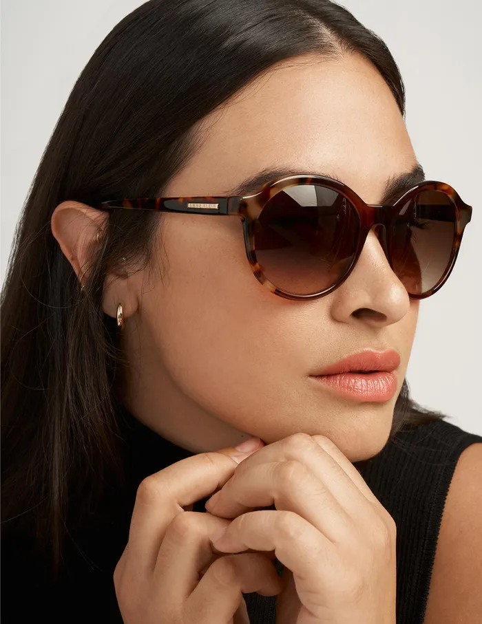 Anne Klein Round Frame Sunglasses Mocha Women Accessories