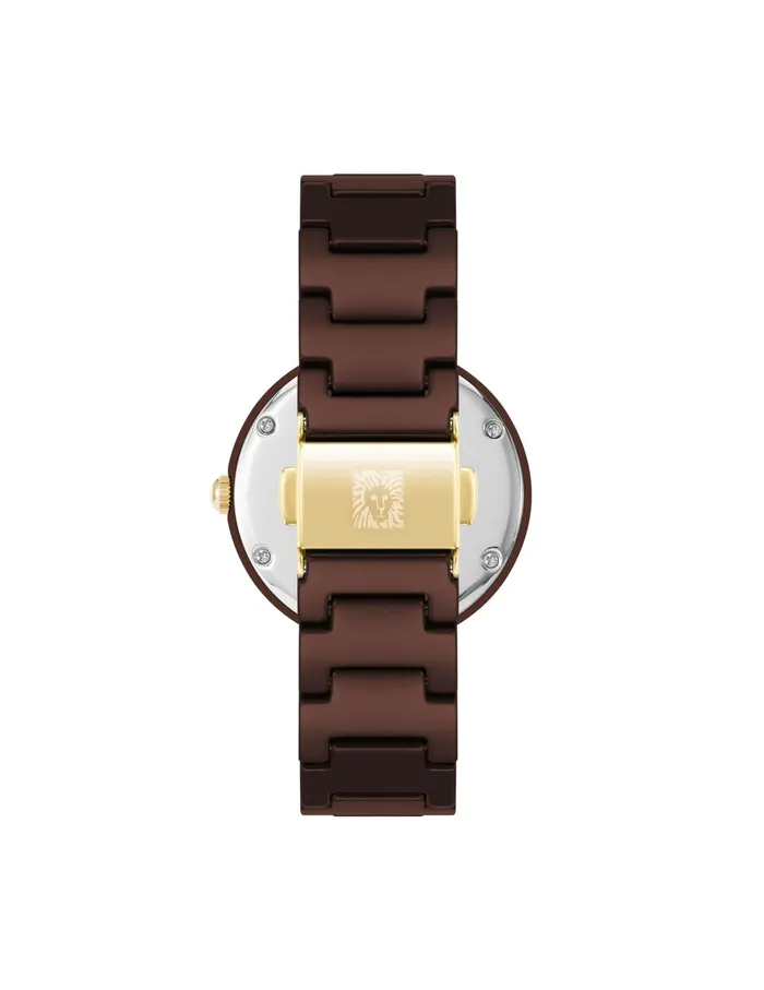Anne Klein Round Mother Of Pearl Dial Ceramic Bracelet Watch Brown Women Watches 038 Jewelry