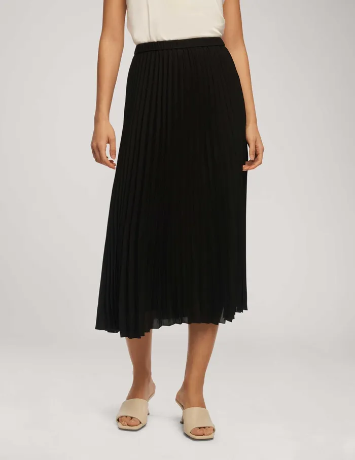 Anne Klein Solid Pull On Pleated Skirt Anne Black Women Clothing