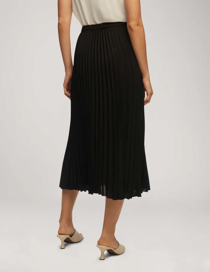 Anne Klein Solid Pull On Pleated Skirt Anne Black Women Clothing