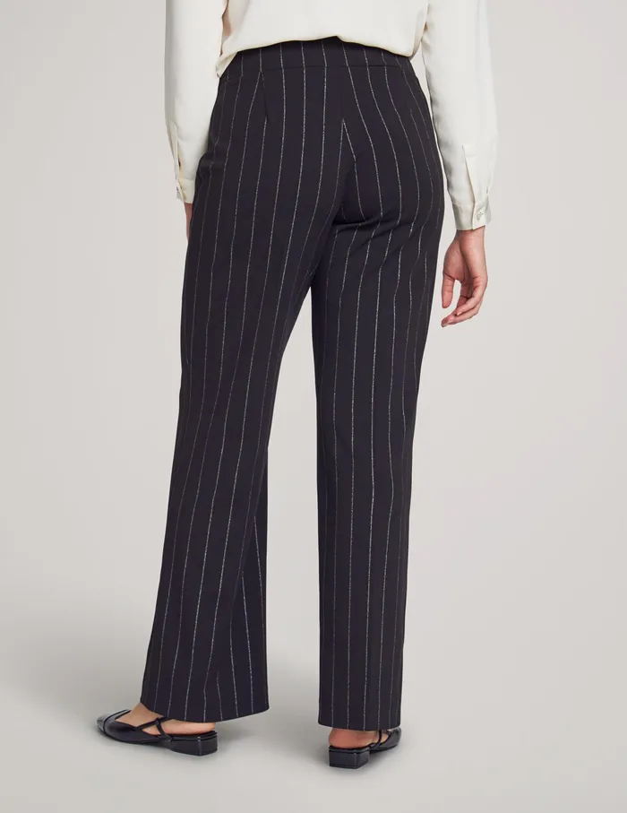 Anne Klein Striped Pull On Wide Leg Pant Anne Black Women Clothing
