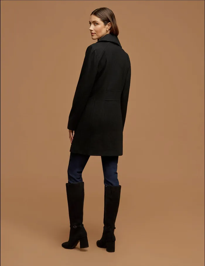 Anne Klein Wool Coat With Buttons Black Women Clothing