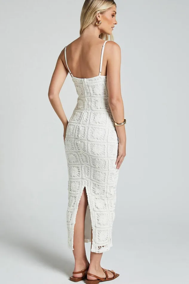 Antwerp Midi Dress 8211 Strappy Bodycon Dress In White Crochet Women Showpo Dresses