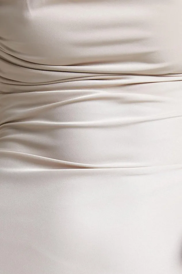 Ardent Maxi Dress 8211 Cowl Neck Tie Back Satin Dress In Champagne Women Showpo Curve Clothes